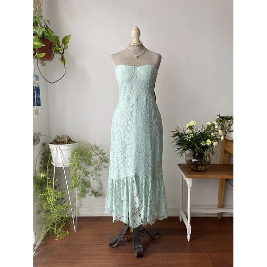 Vestido fiesta encaje. Talla: XL 