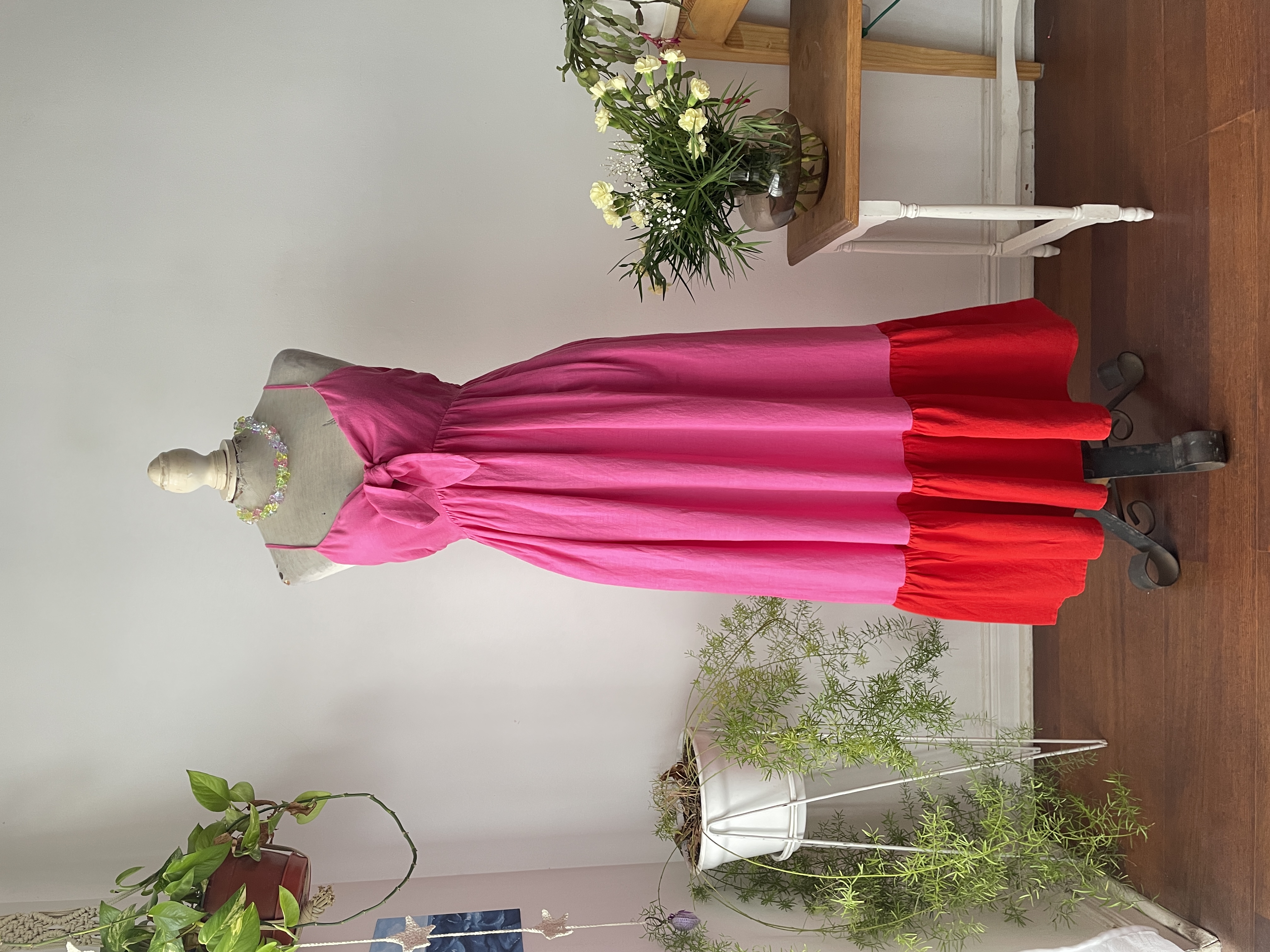 Vestido rosa lino. Talla: S elasticado 1