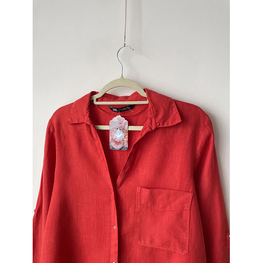Blusa lino rojo. Talla: M