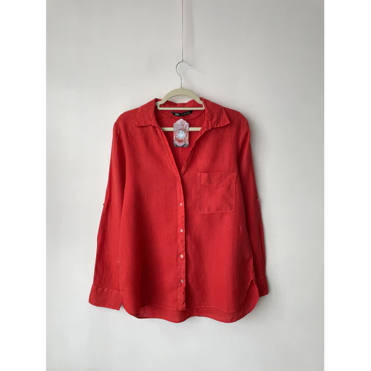 Blusa lino rojo. Talla: M
