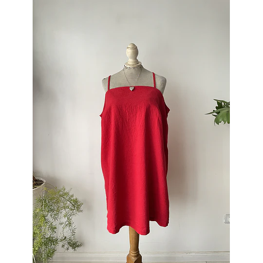 Vestido lino rojo. Talla: 2XL