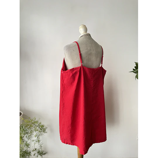 Vestido lino rojo. Talla: 2XL