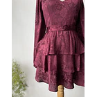 Vestido satín burdeo. Talla: S 3