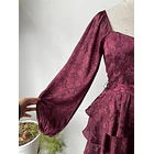 Vestido satín burdeo. Talla: S 4