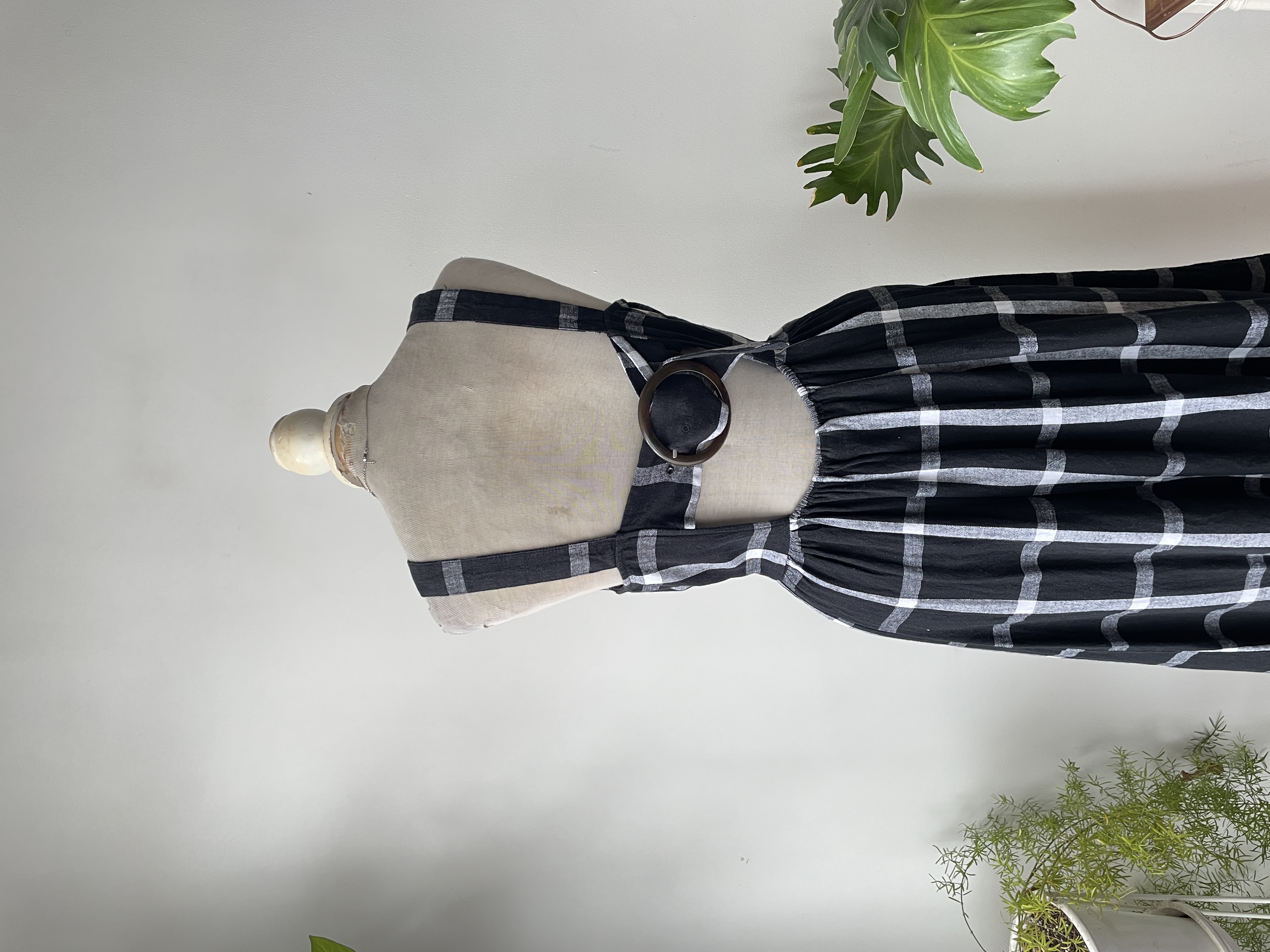 Vestido tartán lino. Talla: M elsaticado 2