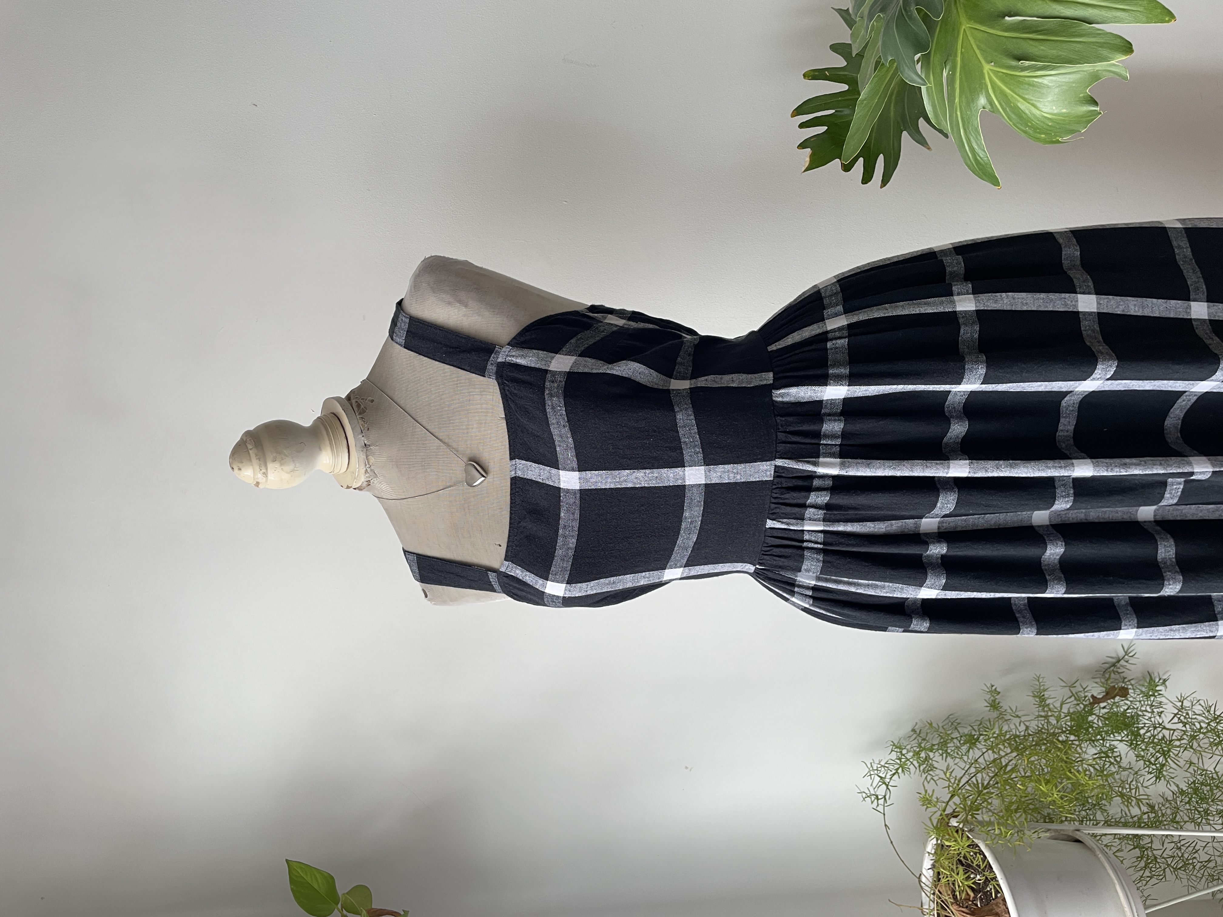 Vestido tartán lino. Talla: M elsaticado 4