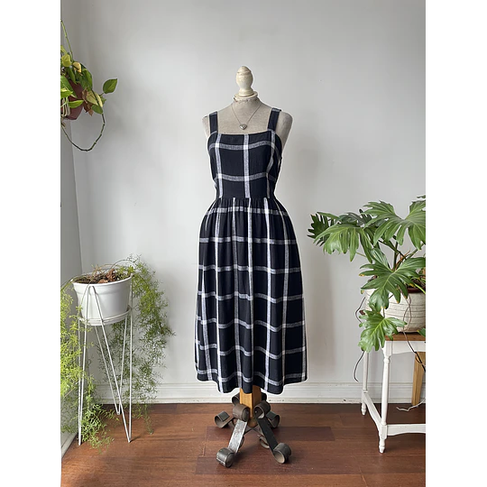 Vestido tartán lino. Talla: M elsaticado