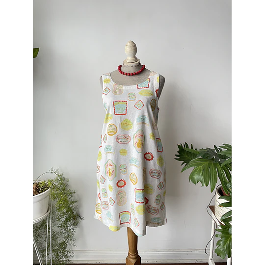 Vestido oliva lino. Talla: S grande (M)