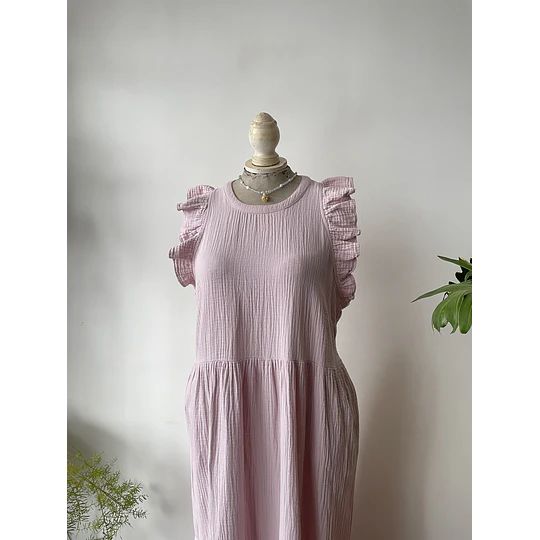 Vestido cansú rosa. Talla: L