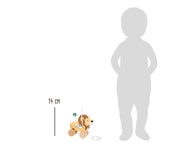 Small Foot - Leão para puxar e empurrar com labirinto em madeira para bebé
