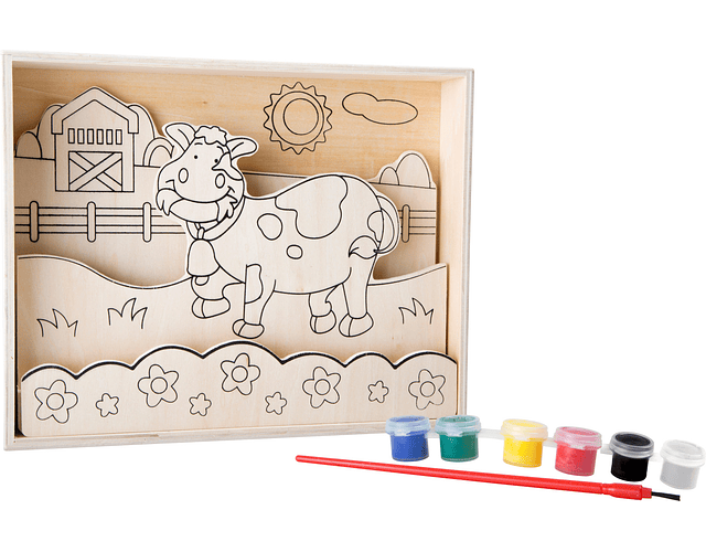 Small Foot - Pintura de madeira - Vaca na quinta - crianças