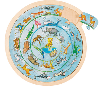 Goki - Puzzle circular em madeira - Animais