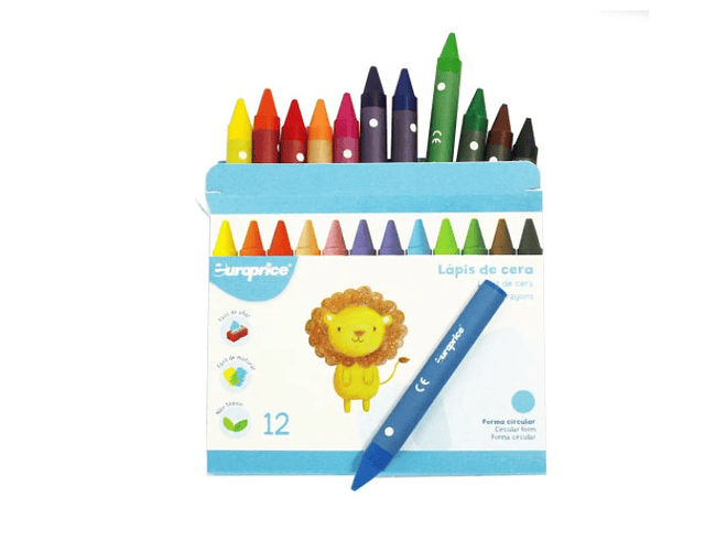 Europrice - Lápis de Cera - 12 unidades em cores diferentes