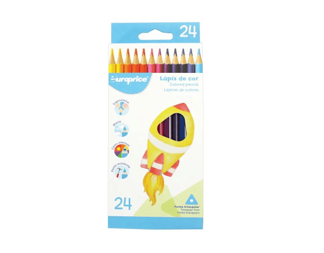 Europrice - Lápis de cor triangulares - 24 unidades