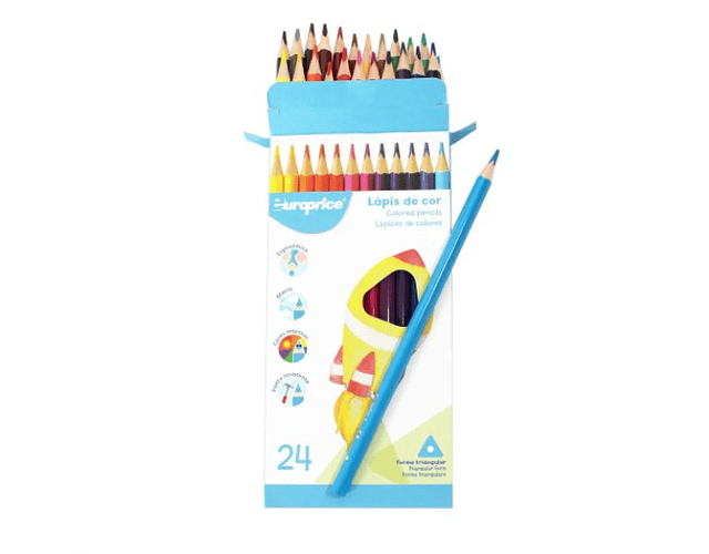 Europrice - Lápis de cor triangulares - 24 unidades