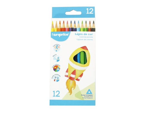 Europrice - Lápis de cor triangulares - 12 unidades 