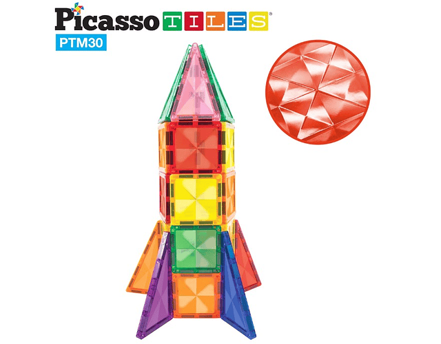 Picasso Tiles - Ladrilhos Magnéticos - Construção - Mini Diamond - Fogetão 30 peças