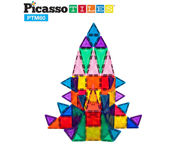 Picasso Tiles - Ladrilhos Magnéticos - Construção - Mini Diamond - Conjunto 60 peças