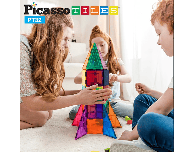 Picasso Tiles - Ladrilhos Magnéticos - Construção  - Foguetão - Conjunto 32 peças