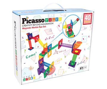 Picasso Tiles - Ladrilhos Magnéticos - Construção  - Pista de Corrida - Conjunto 40 peças