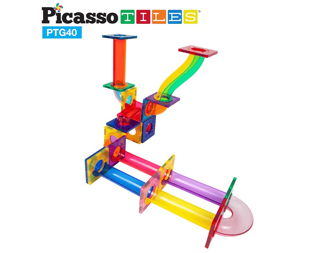 Picasso Tiles - Ladrilhos Magnéticos - Construção  - Pista de Corrida - Conjunto 40 peças