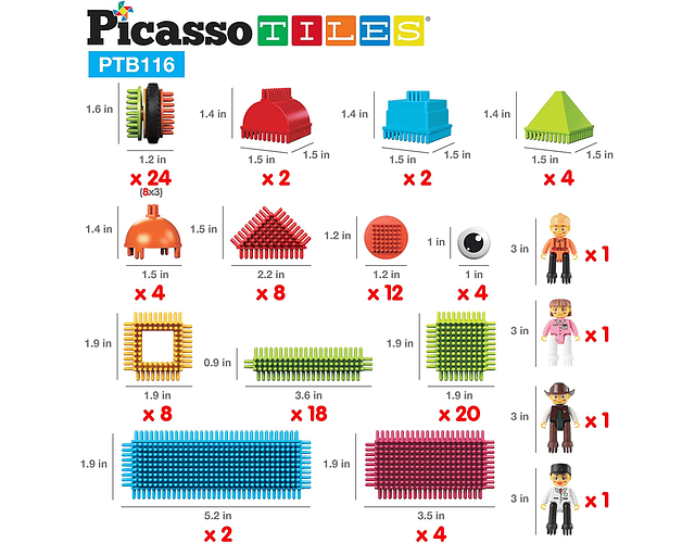 Picasso Tiles - Blocos de Cerdas - 116 peças