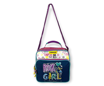 Lancheira escolar para meninas, bolsa térmica com alças longas - Rock Girl