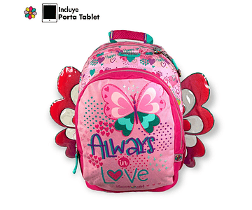 Mochila escolar com asas para meninas com suporte para tablet - Always