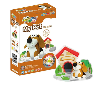 Jumping Clay - Beagle - My Pet Collection - Kit de argila para modelar ar seco