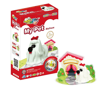 Jumping Clay - Maltês - My Pet Collection - Kit de argila para modelar ar seco