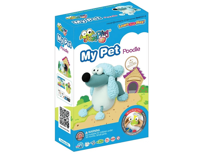 Jumping Clay - Poodle - My Pet Collection - Kit de argila para modelar ar seco