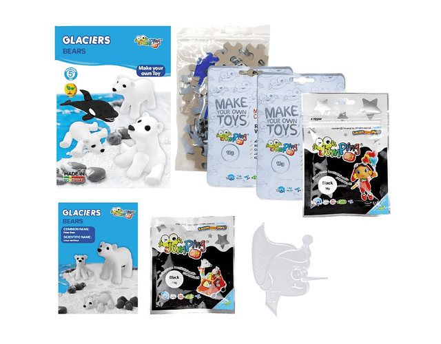 Jumping Clay - Ursos - Coleção Glaciares - Argila para Modelagem a Ar Seco - inclui puzzle 48 peças