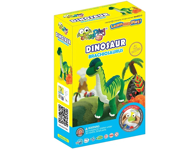 Jumping Clay - Braquiossauro - Coleção Dinossauros - Kit de argila para modelar ar seco