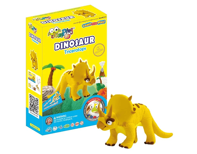 Jumping Clay - Triceratops - Coleção Dinossauro - Kit de argila para modelagem a seco