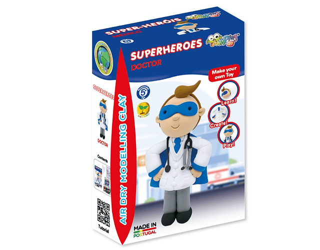 Jumping Clay - Médico - Coleção Super-heróis - Kit de argila para modelagem a seco