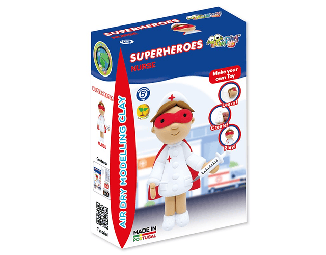 Jumping Clay - Enfermeira - Coleção Super-heróis - Kit de argila para modelagem a seco