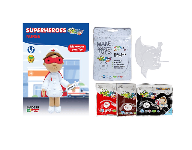 Jumping Clay - Enfermeira - Coleção Super-heróis - Kit de argila para modelagem a seco