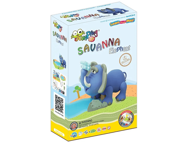 Jumping Clay - Elefante - Coleção Savana - Kit de argila para modelagem a seco