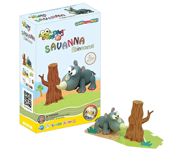 Jumping Clay - Rinoceronte - Coleção Savana - Kit de argila para modelagem a seco