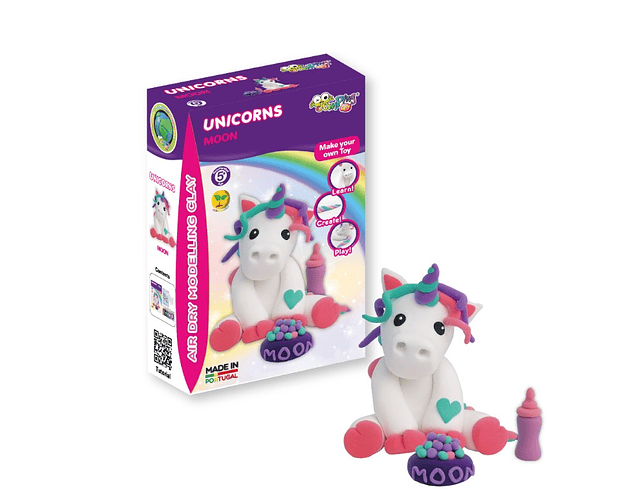 Jumping Clay - Moon - Coleção Unicórnios - Kit de argila para modelagem a seco