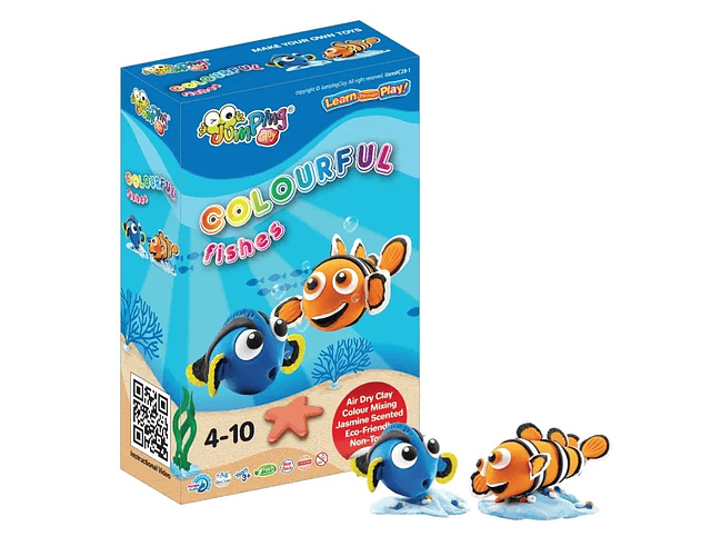 Jumping Clay - Peixes Coloridos - Kit de argila para modelagem a seco