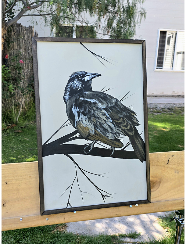 Cuadro Rama 3 Tordo acrílico a mano 40x60 2