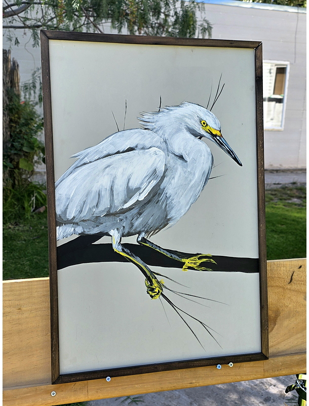 Cuadro Rama 3 Garza Grande acrílico a mano 40x60 3