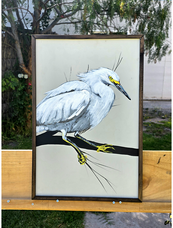 Cuadro Rama 3 Garza Grande acrílico a mano 40x60 1