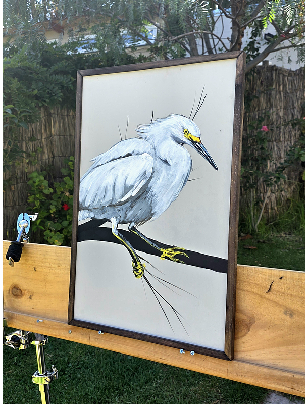 Cuadro Rama 3 Garza Grande acrílico a mano 40x60 2