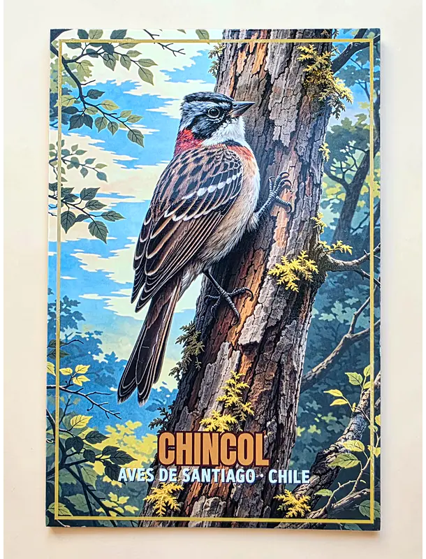 Postal con Lacado Chincol - Aves de Santiago.