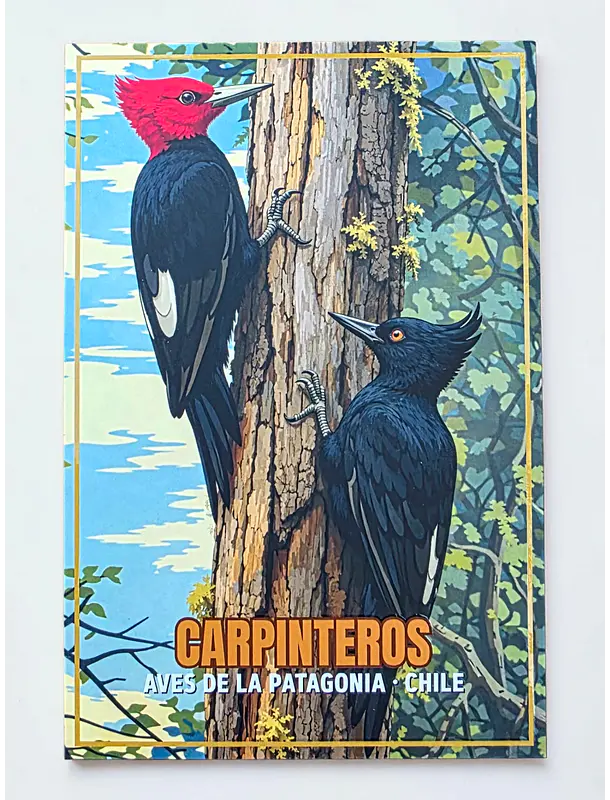 Postal con Lacado Carpinteros - Aves de la Patagonia