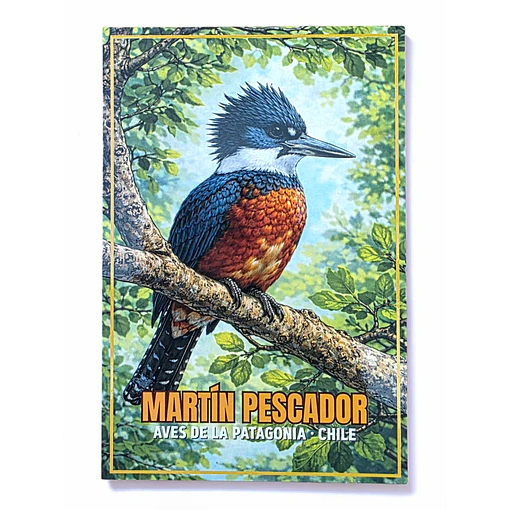 Postal con Lacado Martin Pescador - Aves de la Patagonia