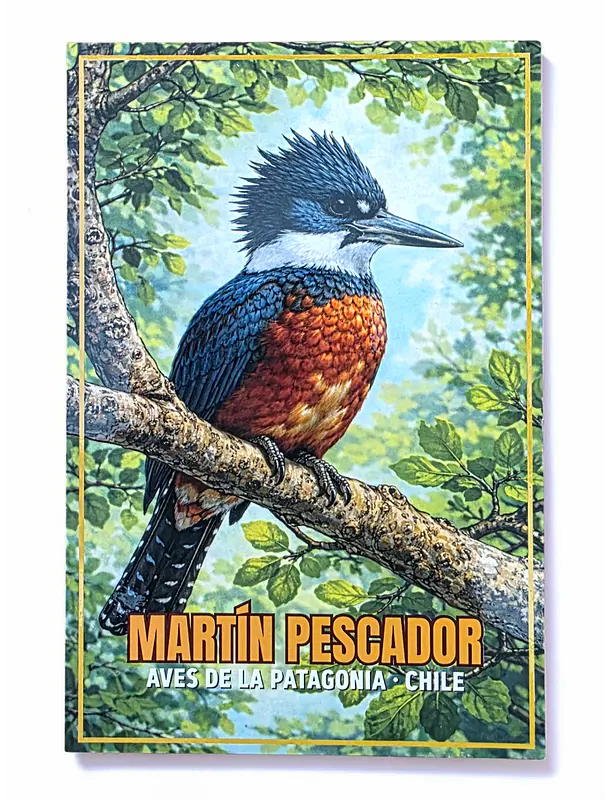Postal con Lacado Martin Pescador - Aves de la Patagonia