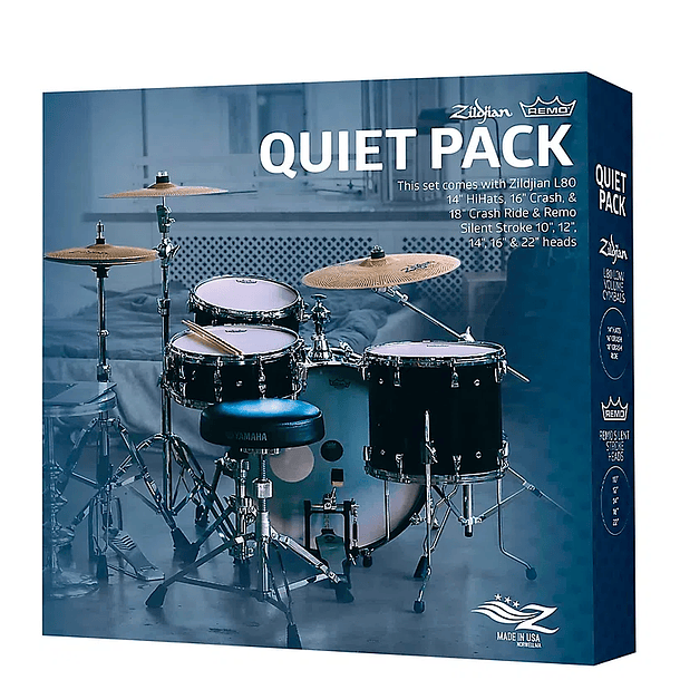 Pack de platillos Zildjian LV468RH con parches Remo Silent Strokes 2